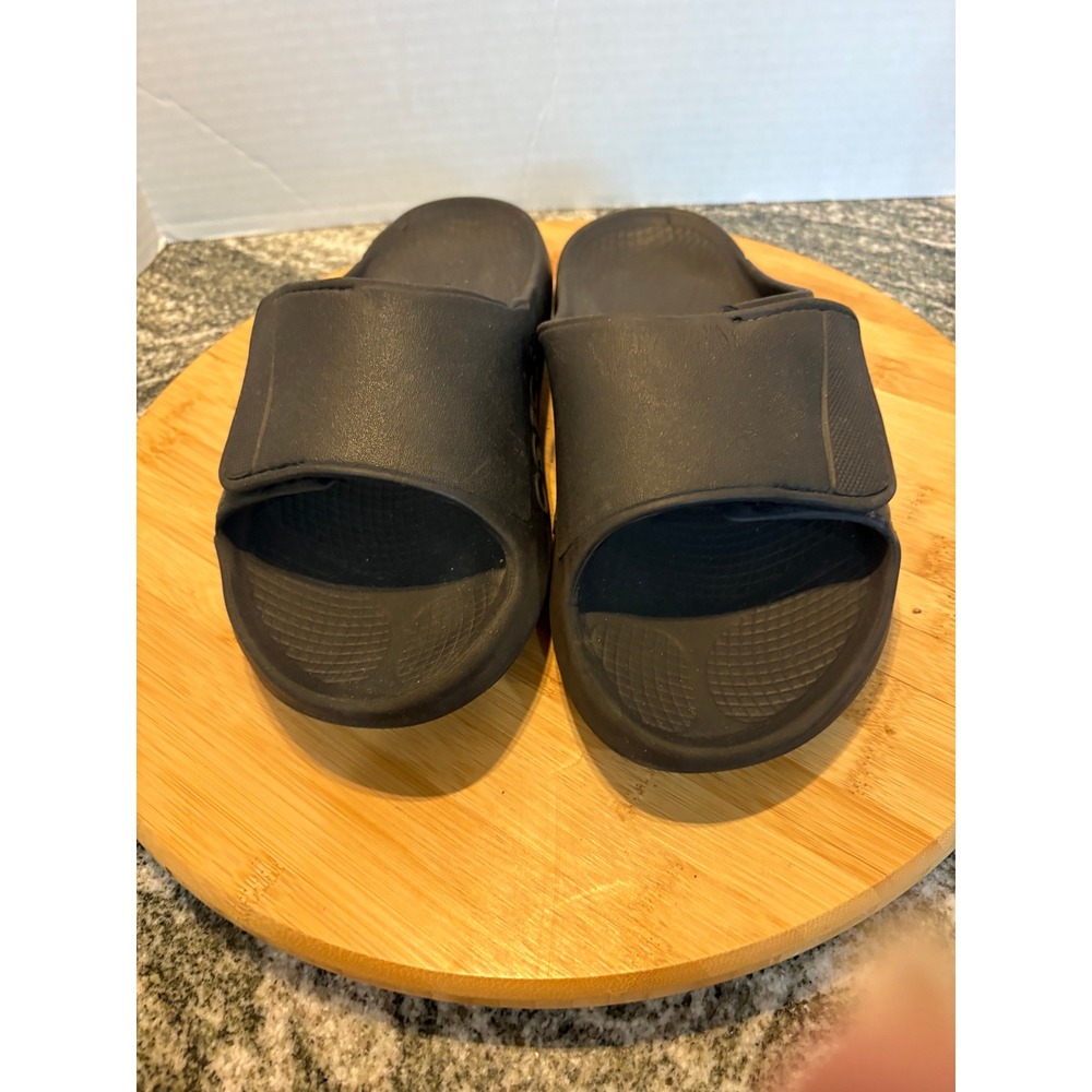 OOFOS Ooahh Adjustable Black Slides Sandals Men's Size 12 US 46‎ EU